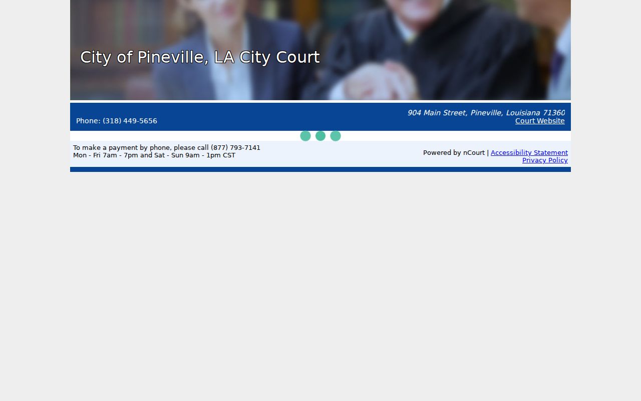 Pineville City Court online payment interface used for Rapides Parish traffic citations rather than warrant searches