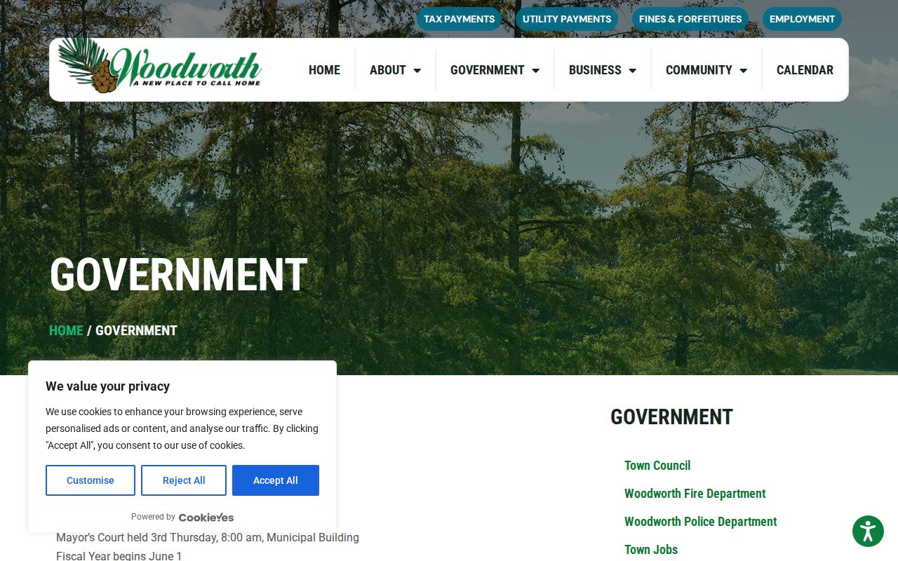 Woodworth Town Hall and Mayor's Court contact block for Rapides Parish municipal warrant questions