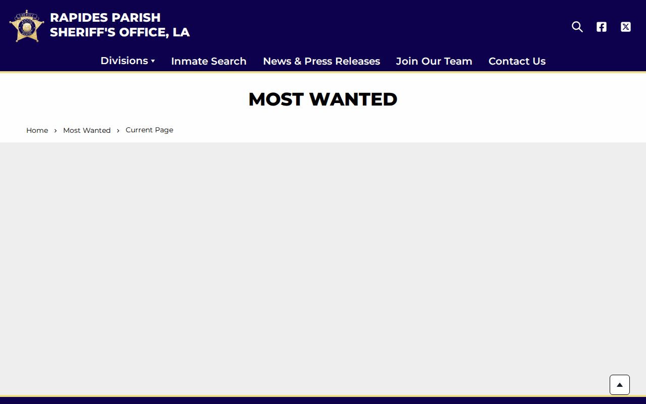 Rapides Parish Sheriff's Office curated most wanted program interface inside the official agency app